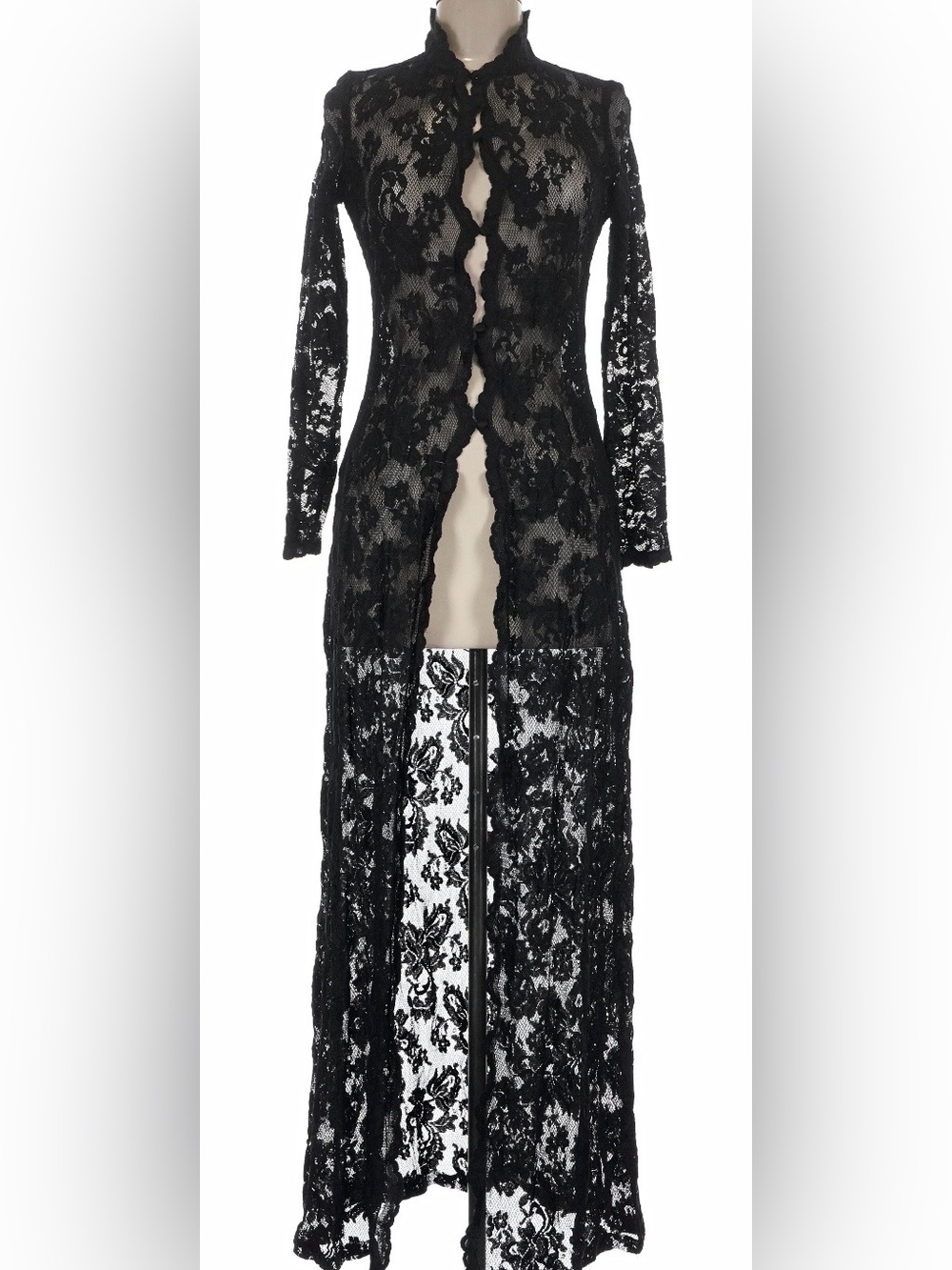 Vintage 90s Cache black lace long sheer duster